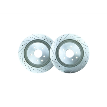 Phase 2 Motortrend (Akebono) Drilled and Slotted Rear Brake Rotors (Pair) - Nissan 370Z / Infiniti G37 09+