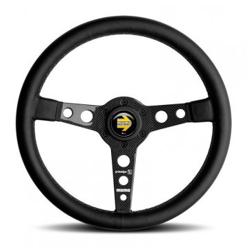 Momo Prototipo 6C Steering Wheel - 350mm (Black Leather / Grey Stitch / CF Spoke)