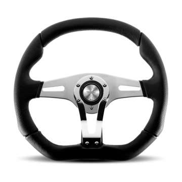 Momo Trek R Steering Wheel - 350mm (Black Air Leather / Brushed Aluminum Spoke)