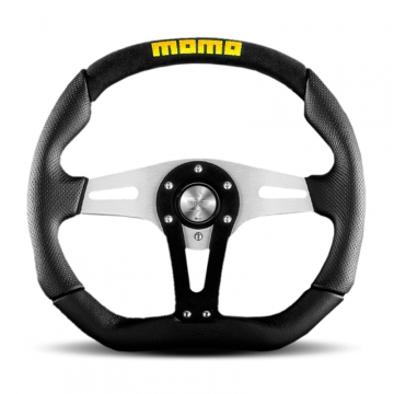 Momo Trek Steering Wheel - 350mm (Black Air Leather / Brushed Aluminum Spoke)