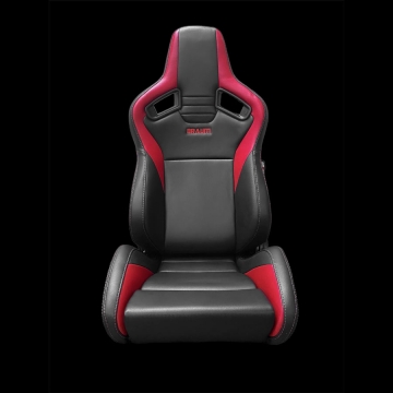 Braum Racing Elite V2 Series Sport Reclinable Seats (Pair) - Black / Red Leatherette