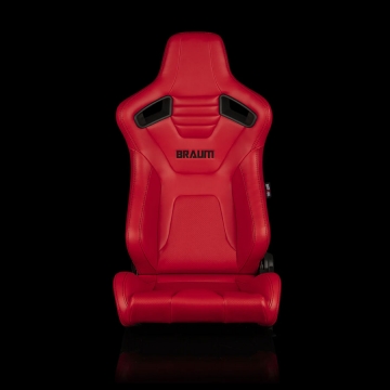 Braum Racing Elite-X Series Sport Reclinable Seats (Pair) - Red Leatherette / Black Stitching