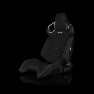 Braum Racing Alpha X Series Sport Reclinable Seats (Pair) - Black Polo Fabric / Grey Stitching