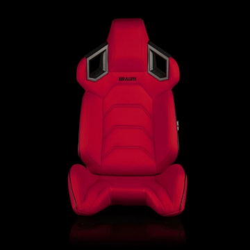Braum Racing Alpha X Series Sport Reclinable Seats (Pair) - Red Polo Fabric / Black Stitching