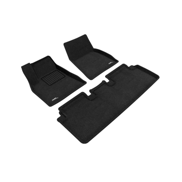 3D Mats Floor Mats (Elegant Carpet Black / 3 Piece Set) - Tesla Model S 12-14