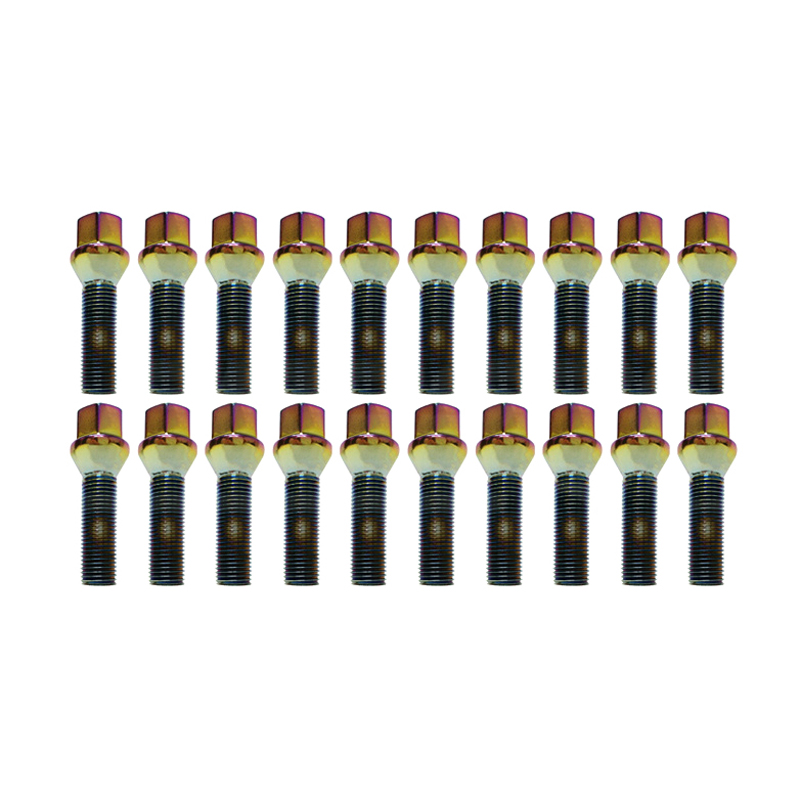 Wheel Mate Mevius Lug Bolt Set of 20 - Black 12x1.50 27mm Ball 14mm RAD (40631BR)