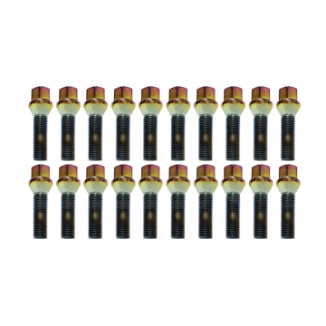 Mevius Lug Bolts (Set of 20) - 40mm Length / 14x1.50 Thread / 60 Degree Taper Cone Seat / Chrome Neon