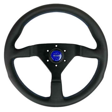 Momo Monte Carlo Steering Wheel - 350mm (Black Leather / Blue Stitch)