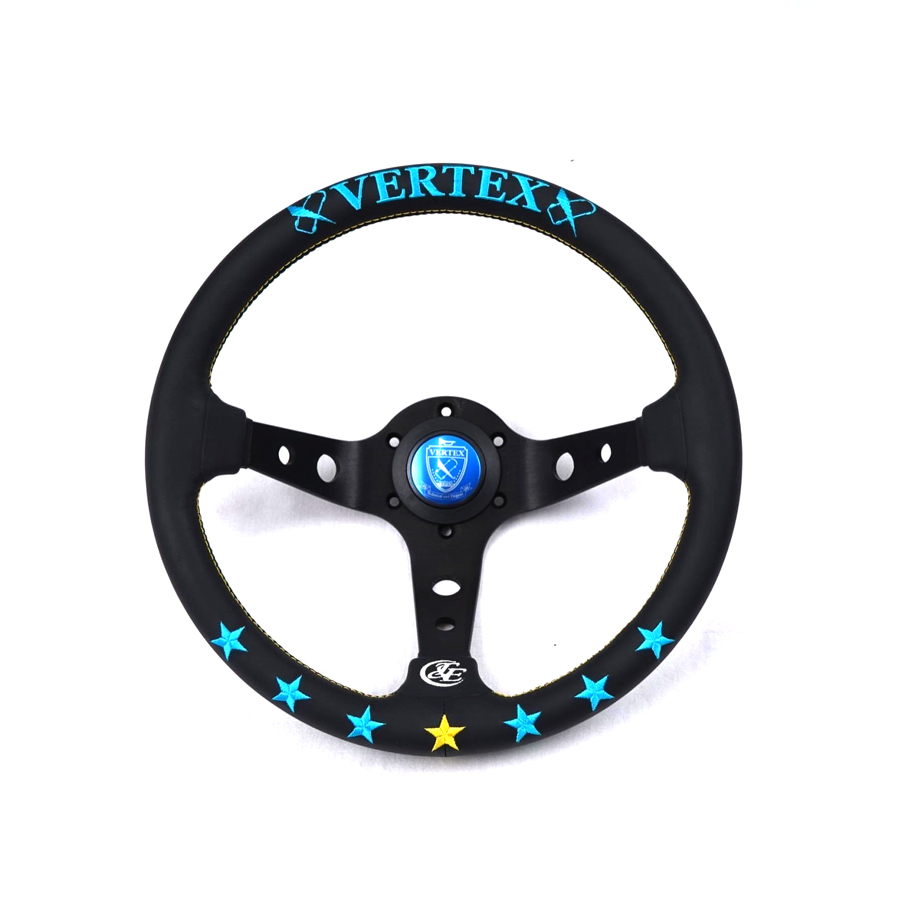 Y*_様 VERTEX ハンドル ブルー Evasive Motorsports: Vertex 7 Star Steering Wheel - Blue / Mint