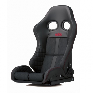 edirb 172 Seat (STRADIA III Style) - Black / Protein Ultra Suede / Red Stitch (Low Cushion)