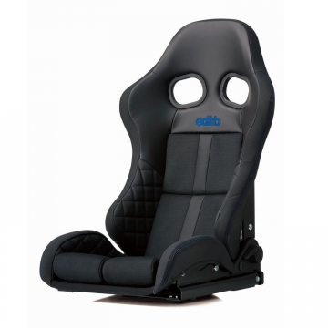 edirb 172 Seat (STRADIA III Style) - Black / Protein Ultra Suede / Blue Stitch (Low Cushion)