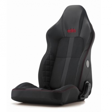 edirb 132V Seat (STREAMS Style) - Black / Protein Ultra Suede / Red Stitch