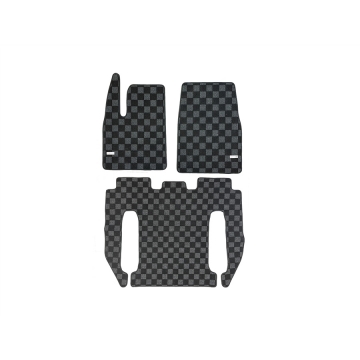 Phase 2 Motortrend Checkered Race Floor Mats (Dark Grey / Front and Rear) - Tesla Model X 2021+