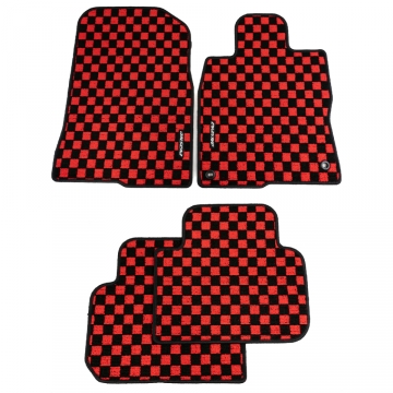 Evasive Motorsports Checkered Floor Mats (Red  / Black) - Honda Civic Type R FL5 2023+ / Civic Hatch FL (LHD) 2022+