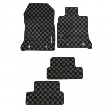 Evasive Motorsports Checkered Floor Mats (Dark Grey / Black) - Toyota GR86 / Subaru BRZ (LHD) 2022+