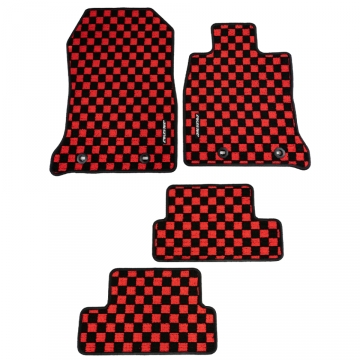 Evasive Motorsports Checkered Floor Mats (Red / Black) - Toyota GR86 / Subaru BRZ (LHD) 2022+