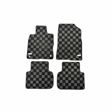 Phase 2 Motortrend Checkered Race Floor Mats (Dark Grey / Front and Rear) - Honda Civic Type R FL5 2023+