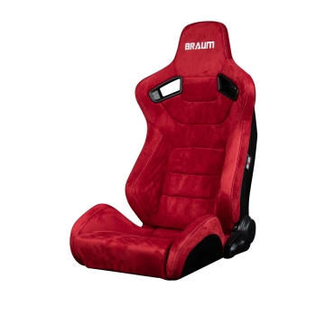 Braum Racing Elite Series Sport Seats (Pair) - Red Suede (White Stitching)