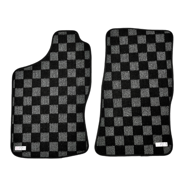 Phase 2 Motortrend P2M Checkered Race Floor Mats For Mazda RX-7 FD3S (1993-1995) – Dark Grey, 2-Piece