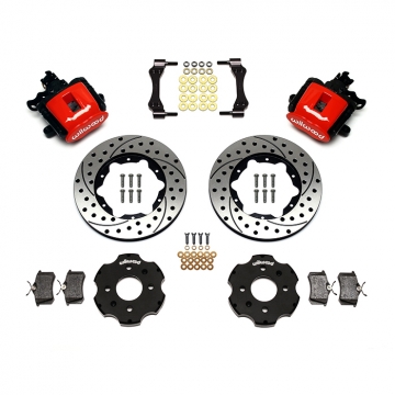 Wilwood Combination Parking Brake Caliper Rear Brake Kit (Red / Drilled & Slotted) - Acura Integra / Honda Civic