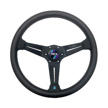 HKS x Nardi Deep Corn Steering Wheel - 340mm / Black / Perf Leather / Oil Color Stitch