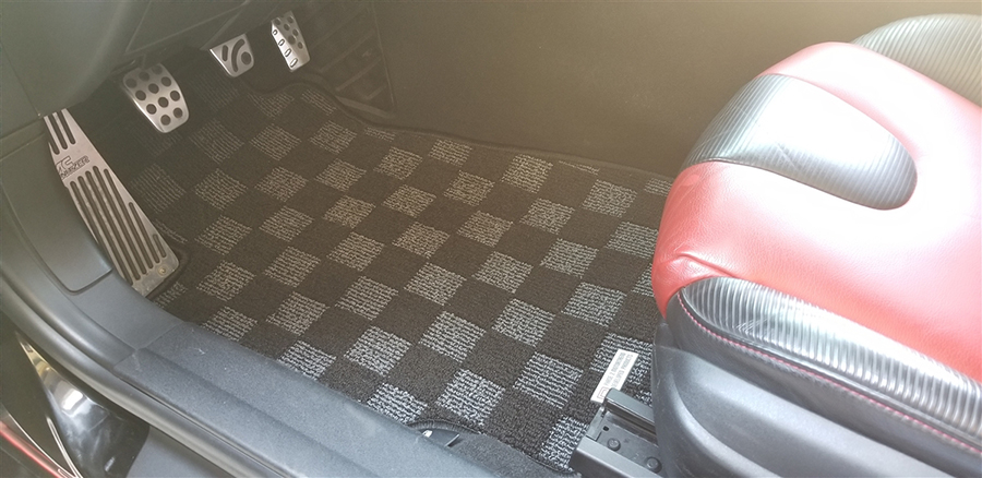 Phase 2 Motortrend P2M Checkered Race Floor Mats For Mazda RX-7 FD3S 93-95 – Dark Grey, 2-Piece