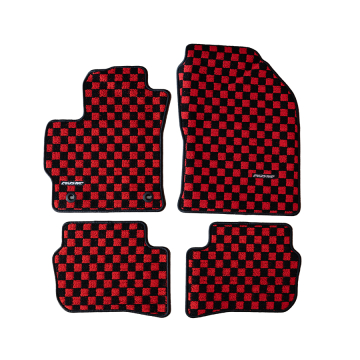 Evasive Motorsports Checkered Floor Mats (Red / Black) - Toyota GR Corolla 2023+ / Corolla Hatchback (LHD) 2019+