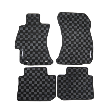 Evasive Motorsports Checkered Floor Mats (Dark Grey / Black) - Subaru WRX / STI VA (LHD) 15-21