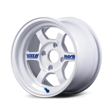 Volk Racing TE37V 30th Anniversary Wheel (SS Rim / Sticker Version) - 14x7.0 / Offset 0 / 4x114.3 (White)