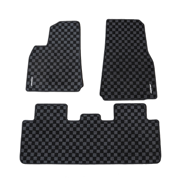 Evasive Motorsports Checkered Floor Mats (Dark Grey / Black) - Tesla Model Y (LHD) 2021+
