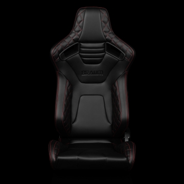 Braum Racing Elite-X Series Seats (Pair) - Black Diamond / Carbon Fiber (Red Stitching)
