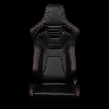 Braum Racing Elite-X Series Seats (Pair) - Black Diamond / Carbon Fiber (Red Stitching)