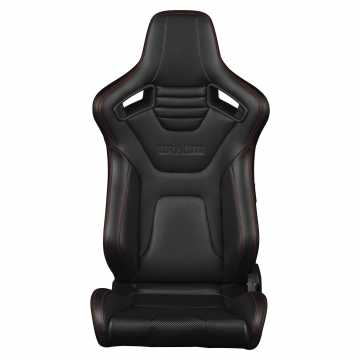 Braum Racing Elite-X Series Seats (Pair) - Black Leatherette / Carbon Fiber (Red Stitching)