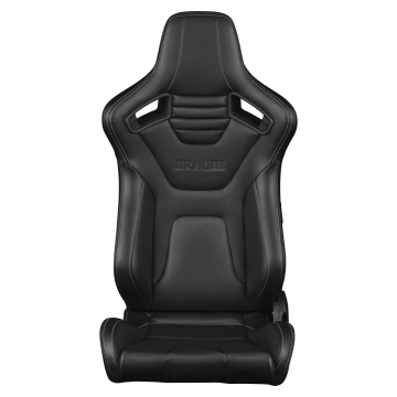 Braum Racing Elite-X Series Seats (Pair) - Black Leatherette / Carbon Fiber (White Stitching)