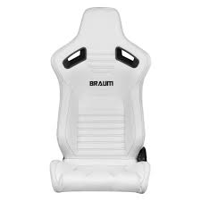 Braum Racing Elite-X Series Seats (Pair) - White Leatherette / Carbon Fiber (Black Stitching)