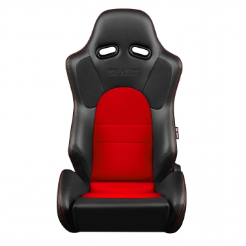 Braum Racing Advan Series Seats (Pair) - Black Leatherette with Red Fabric Insert