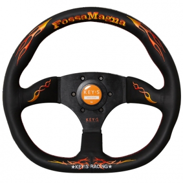 KEY'S Racing Fossa Magna (D-Shape) - 345mm (Black / Orange Stitch)