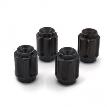 Dress Up Bolts Titanium Valve Stem Caps - Gear Design (Black)