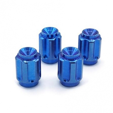 Dress Up Bolts Titanium Valve Stem Caps - Gear Design (Blue)