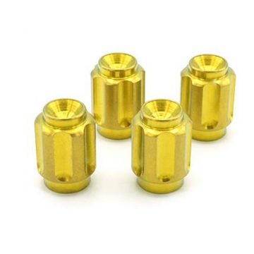 Dress Up Bolts Titanium Valve Stem Caps - Gear Design (Gold)