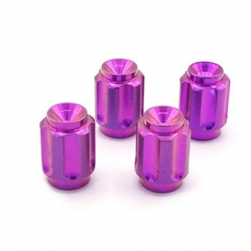 Dress Up Bolts Titanium Valve Stem Caps - Gear Design (Purple)