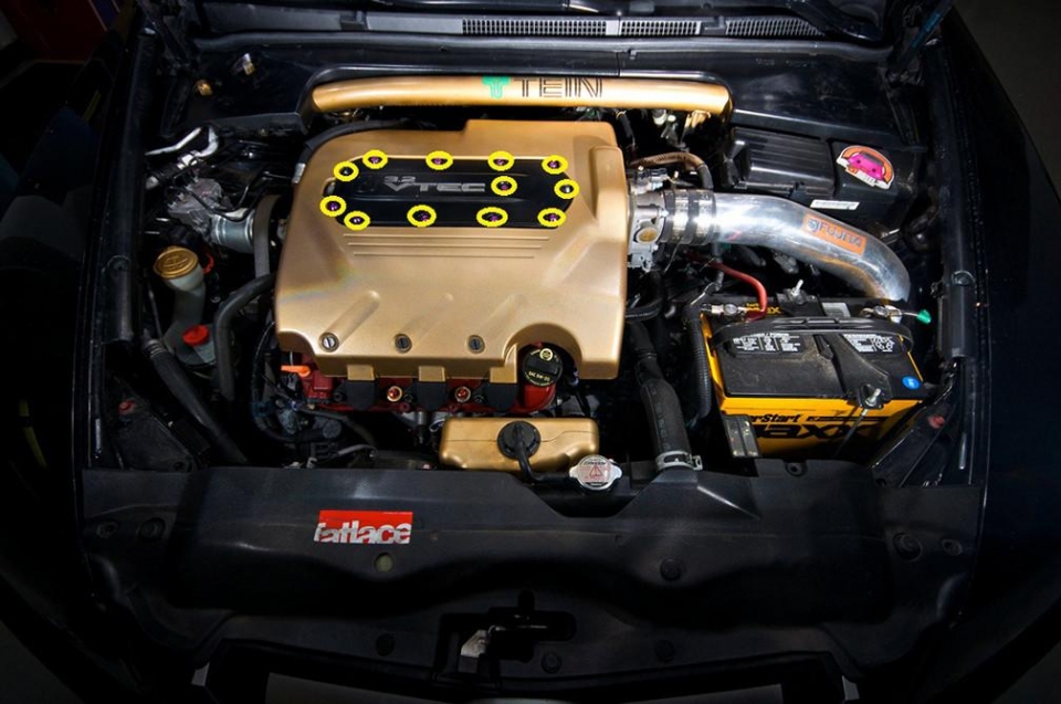 blue engine dress up kit JDC Titanium Engine Bay Dress-Up Hardware Kit | 2023+ Honda Civic Type-R