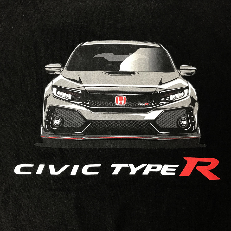 Evasive Motorsports Official Licensed Honda Civic Type R Front Back Illustrated Tee Black