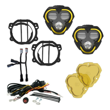 KC HiLiTES FLEX ERA 3 Dual Mode SAE Fog LED Pods 2-Light Master Kit - Jeep Wrangler JK 10-18 / JL 18-24 / Gladiator JT 20-24 (Plastic Bumpers)