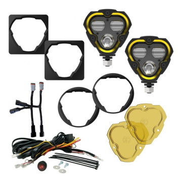 KC HiLiTES FLEX ERA 3 Dual Mode SAE Fog LED Pods 2-Light Master Kit - Jeep Wrangler JK 10-18 / JL 18-24 / Gladiator JT 20-24 (Aftermarket Bumper)