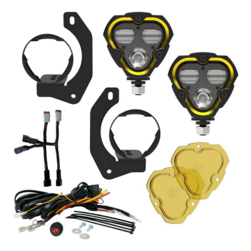 KC HiLiTES FLEX ERA 3 Dual Mode SAE Fog LED Pods 2-Light Master Kit - Jeep Wrangler JK 10-18 / JL 18-24 / Gladiator JT 20-24 (Steel Bumpers)
