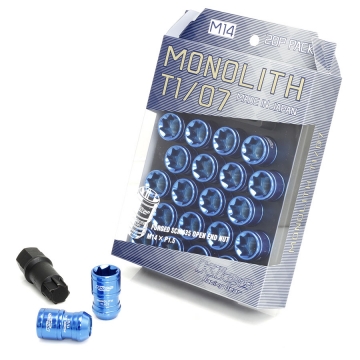 Project Kics Monolith TI/07 Lug Nuts - 14x1.5 (Blue)