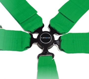 NRG 6 Pt 3inch Seat Belt Harness / Cam Lock - Green