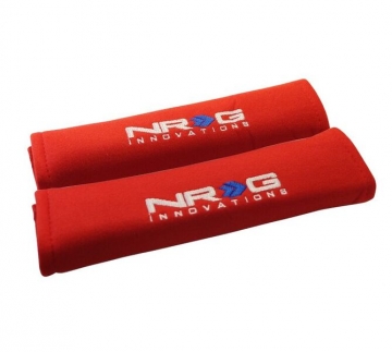 NRG Seat Belt Pads 2.7" (wide) x 11" - Red (2piece) Short