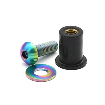 Dress Up Bolts Titanium Body Kit Hardware - M5 x .8 x 15mm Button Head Bolt with 15mm Well Nut - Combo 5 (True Burned)